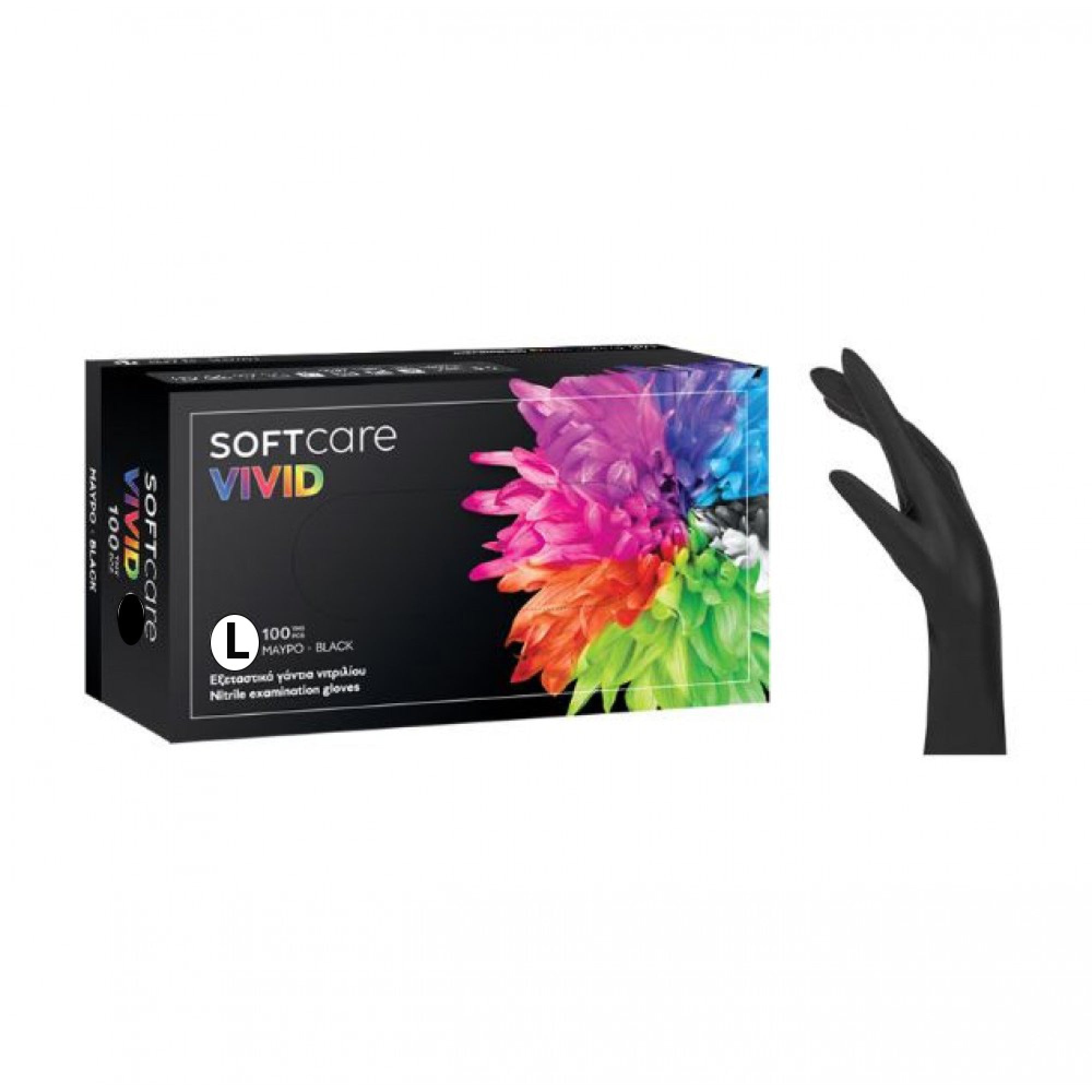 Soft Care Γαντια Νιτριλιου Μαύρα 100 τεμ Large