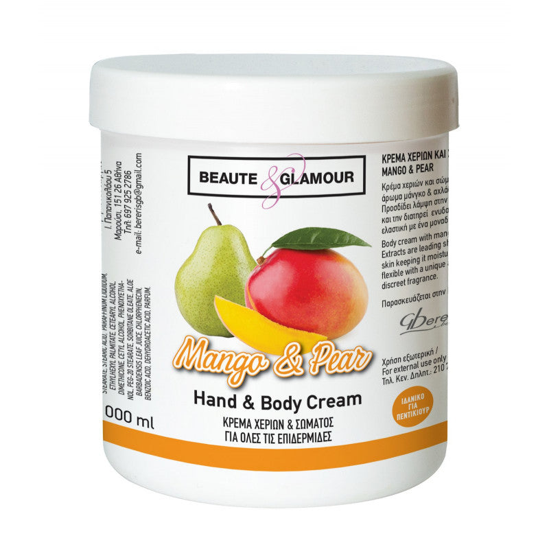 Beauty & Glamour κρεμα χεριων και σωματος mango & pear 1000ml